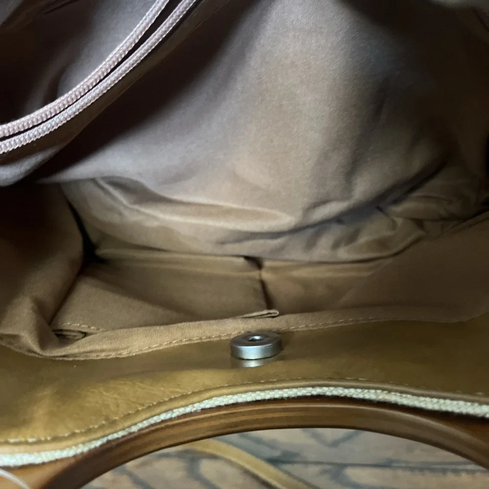 Relic Tan Weave Black Leaves Purse/ Handbag/Crossbody Wood Handles & Long Strap‎